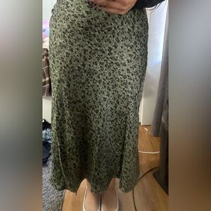 Time and Tru Olive Leopard Maxi Skirt